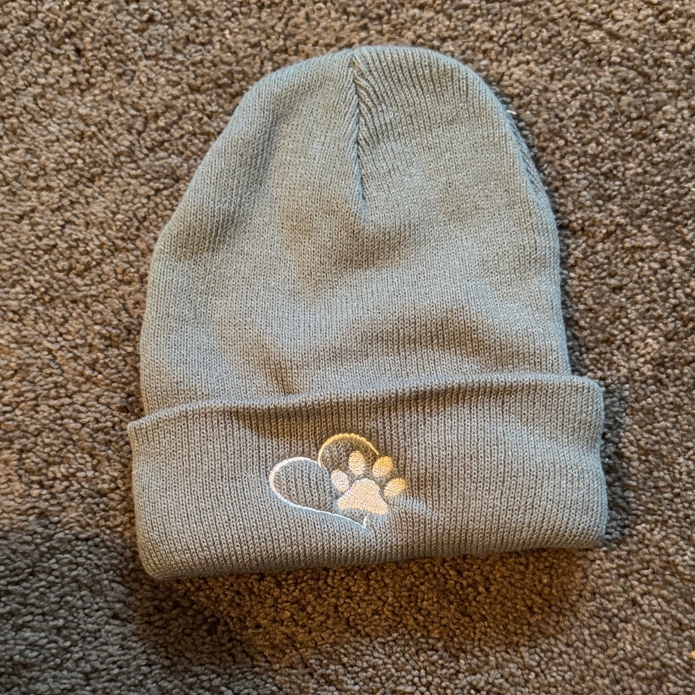 Gray Paw Print Kids Beanie